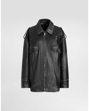 Dolce & Gabbana Vintage-Effect Leather Jacket - Black