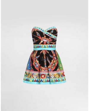 Dolce & Gabbana Carretto-Print Poplin Dress - White