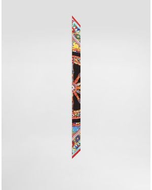 Dolce & Gabbana Bandeau 6X100 En Twill De Seda Con Estampado Carretto - Blanco