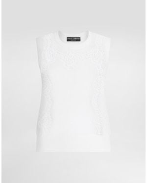 Dolce & Gabbana Wool Tank Top With Lace Inlay - ホワイト