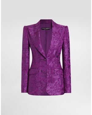 Dolce & Gabbana Veste Turlington En Brocart À Motif Pivoine - Violet