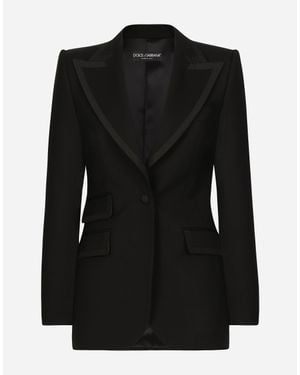 DOLCE＆GABBANAターリントンダブルブレストベルベットジャケット ブラックのウィメンズ Double-breasted velvet Turlington