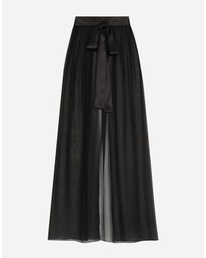 Dolce & Gabbana Silk Chiffon Long Skirt - Black