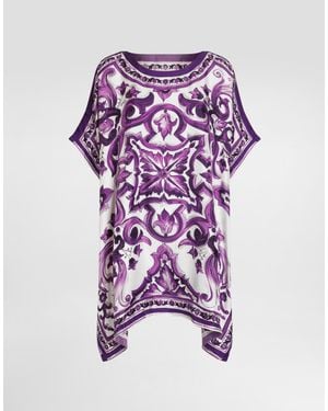 Dolce & Gabbana Majolica-Print Twill Caftan - Morado