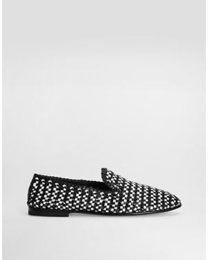 Dolce & Gabbana Woven Leather Slippers - White