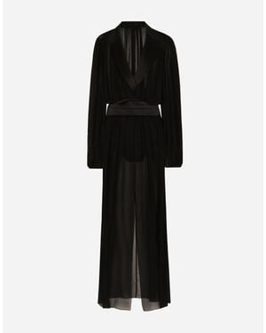 Dolce & Gabbana Silk Chiffon Tuxedo Evening Gown - Black