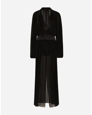 Dolce & Gabbana Long Chiffon Dress in Black | Lyst