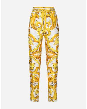 Dolce & Gabbana Silk Twill Pants - イエロー