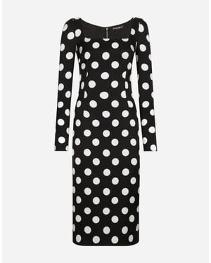 Dolce & Gabbana Silk Polka-Dot Bodycon Dress - Black