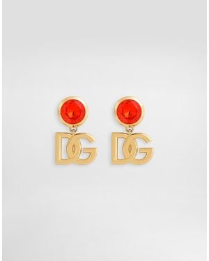 Dolce & Gabbana Clip-Ohrringe Mit Logo - Orange