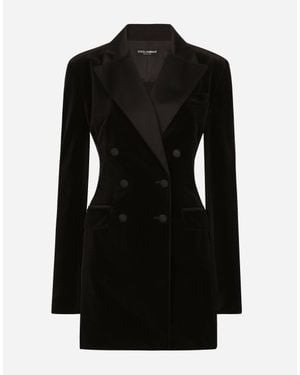 Dolce & Gabbana Velvet Double-Breasted Blazer - Black