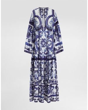 Dolce & Gabbana Dg Exclusive Majolica- Cotton Dress - Blue