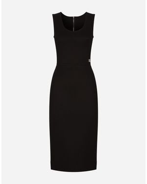 Dolce & Gabbana Sleeveless Milano Rib Midi Dress - Black