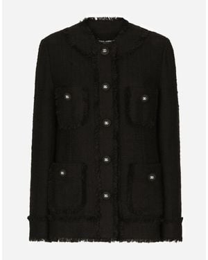 Dolce & Gabbana Single-Breasted Tweed Jacket - Black