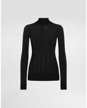 Dolce & Gabbana Silk Mock-Turtleneck Jumper - Black