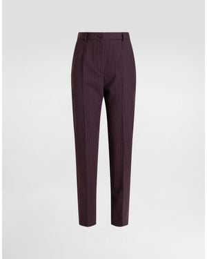 Dolce & Gabbana Pinstripe Wool Trousers - Purple