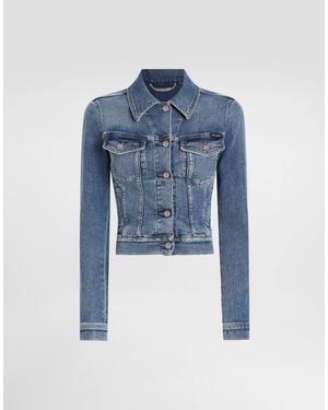Dolce & Gabbana Cropped Denim Jacket - Blue