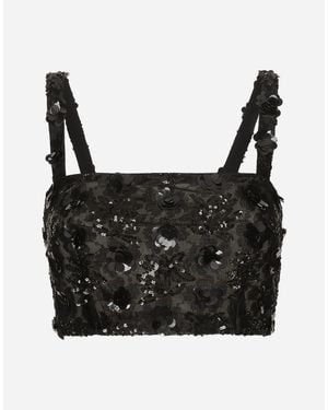Dolce & Gabbana Bralette Top With Sequin Embroidery - Black