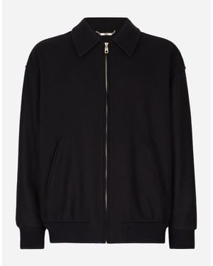 Dolce & Gabbana Wool-Blend Bomber Jacket - Black