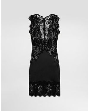 Dolce & Gabbana Short Dress With Lace - Black