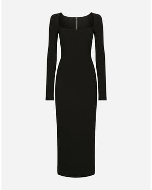 Dolce & Gabbana Jersey Long-Sleeve Dress - Black