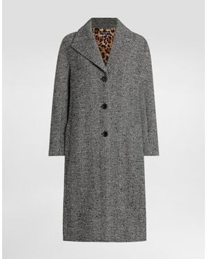 Dolce & Gabbana Long Chevron Coat - Gray
