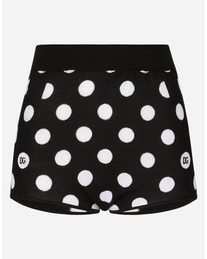 Dolce & Gabbana Wool And Silk High-Waisted Knickers With Polka-Dot Inlay - Black