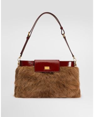 Dolce & Gabbana Vittoria Fur And Calfskin Shoulder Bag - Brown