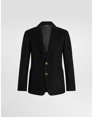 Dolce & Gabbana Portofino Single-Breasted Cashmere Drap Jacket - Black
