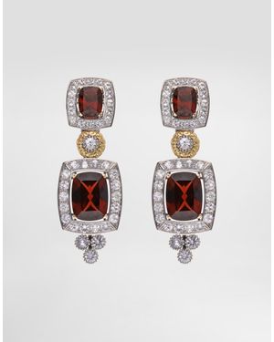 Dolce & Gabbana Eleganza Earrings 18-Carat And Rose, Garnets, And Sapphires - White