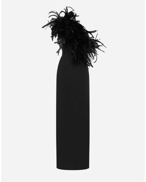 Dolce & Gabbana Stretch Cady Long One-Shoulder Dress - Black