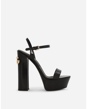 Dolce & Gabbana Polished Calfskin Platform Sandals - White