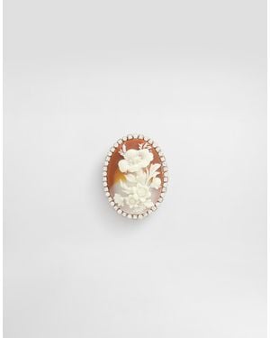 Dolce & Gabbana Oval Cameo Brooch - Blanc