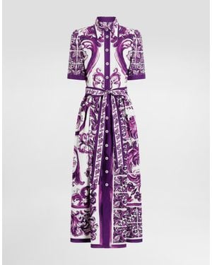 Dolce & Gabbana 'Maiolica' Print Chemisier Dress - Purple