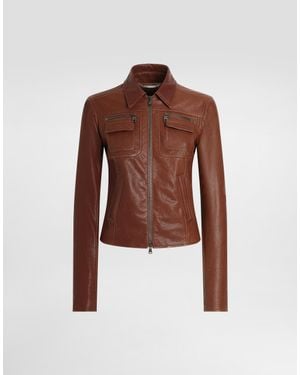 Dolce & Gabbana Vegetable Nappa Leather Jacket - Brown