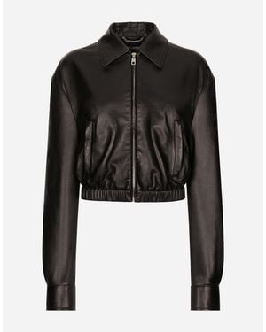 Dolce & Gabbana Lambskin Bomber Jacket - Black
