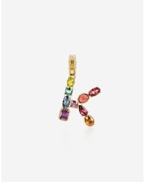 Dolce & Gabbana Charm K Lettering 18-Carat And Multicoloured Gems - White