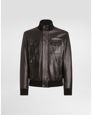 Dolce & Gabbana Lambskin Bomber Jacket - Black