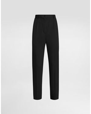 Dolce & Gabbana Wool Gabardine Trousers - Black