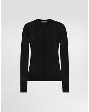 Dolce & Gabbana Cárdigan De Lana Con Encaje - Negro