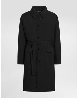 Dolce & Gabbana Single-Breasted Nylon Trench Coat - Black