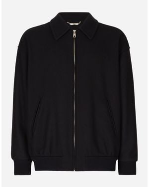 Dolce & Gabbana Wool-Blend Bomber Jacket - Black