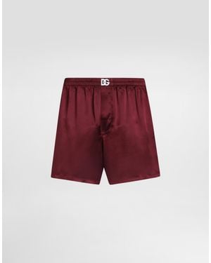 Dolce & Gabbana Silk Satin Boxer Shorts - Red