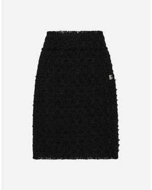 Dolce & Gabbana Rush-Stitch Skirt With Side Slit - Black