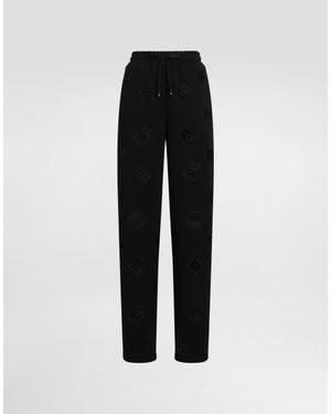 Dolce & Gabbana Jersey Jogging Pants With Cut-Out And Dg Logo - Black