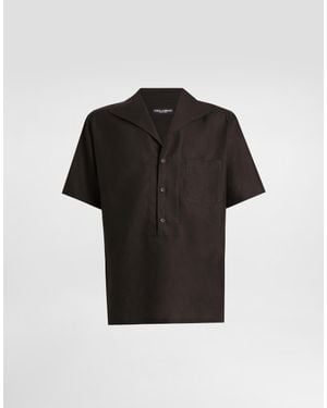 Dolce & Gabbana Three-Button Short-Sleeved Linen Shirt - Black