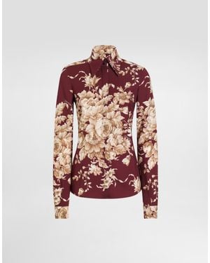 Dolce & Gabbana Rose- Charmeuse Shirt - Red