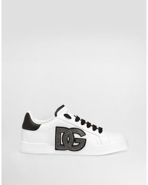 Dolce & Gabbana Portofino Light Strobel Leather Low-Top Sneakers - White