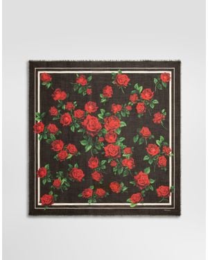 Dolce & Gabbana Rose- Cotton Stole - Red