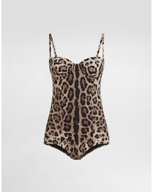 Dolce & Gabbana ワンピーススイムスーツ バルコネット レオパードプリント - Brown
